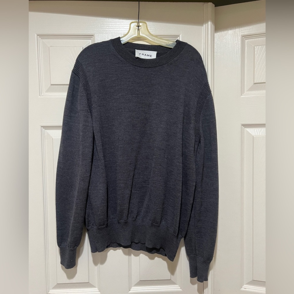 Frame Merino Wool Knit Gray Men’s sweater Size Medium closet Capsule smart